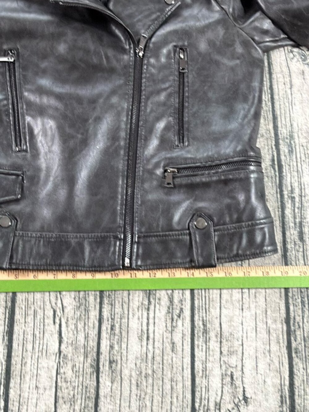 7 For All Mankind Faux Leather Moto Biker Jacket Women's M Black - Picture 8 of 11